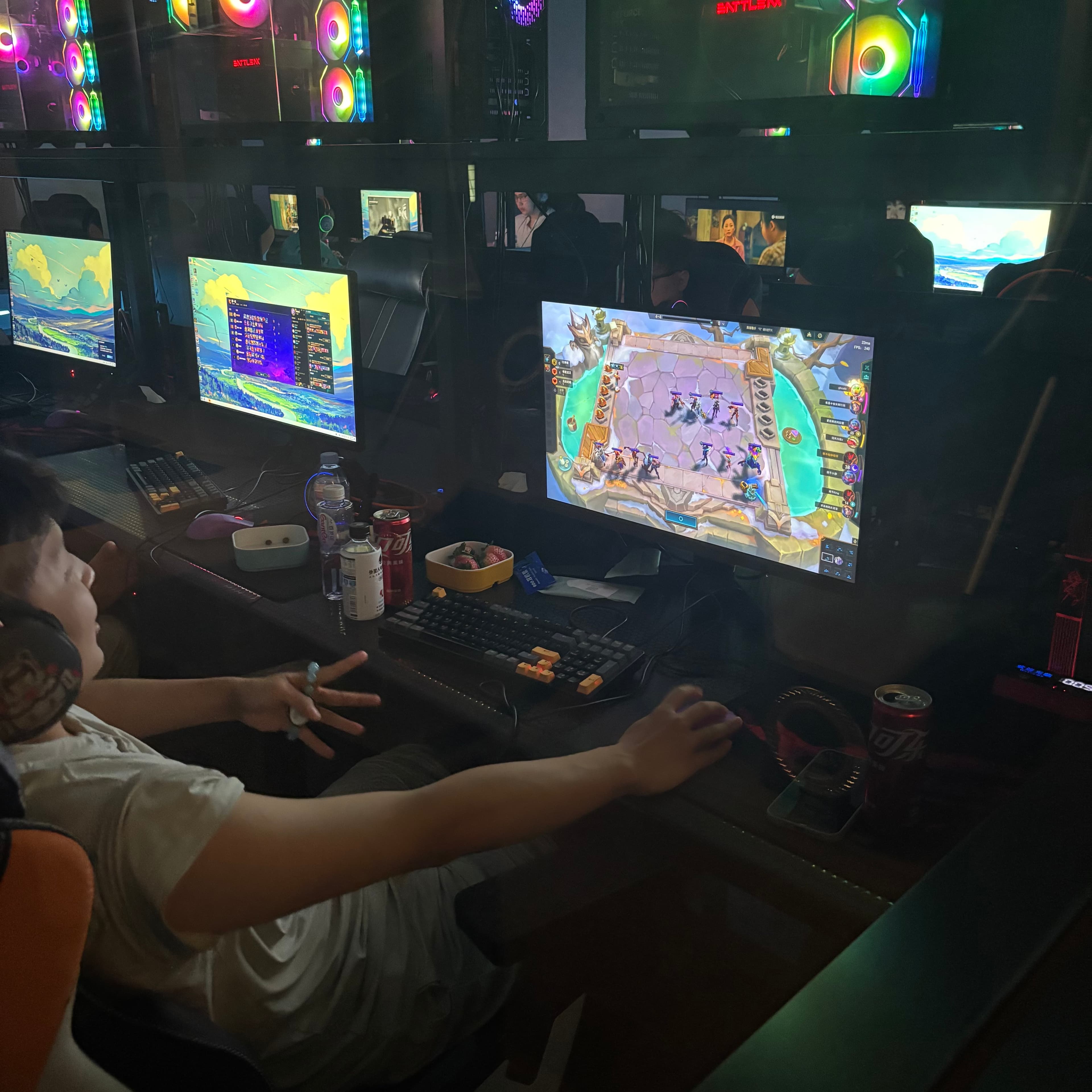 people playing my video game in the game room of a 24 hour spa in suzhou china